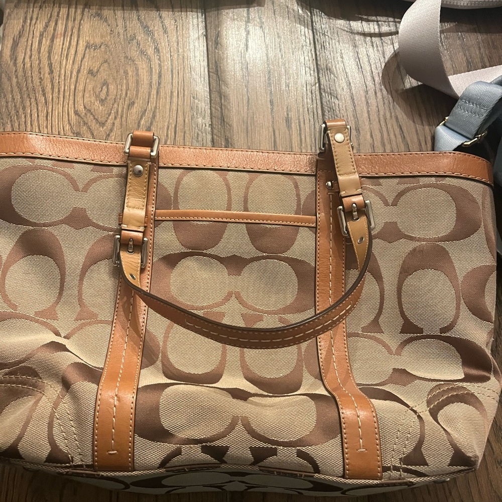 Coach Brown and Tan Signature Tote